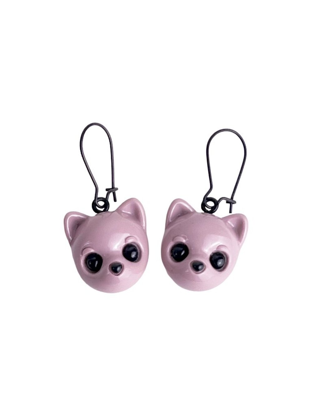 Handmade Mauve Pink Resin Kitsch Chihuahua Dog Drop Earrings